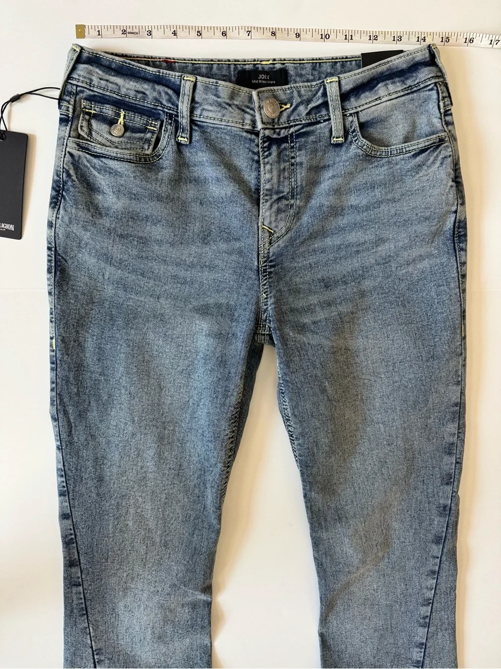 True Religion Joey Mid-Rise Flap Flare Jeans, Light Wash, NWT, Women’s Multiple
